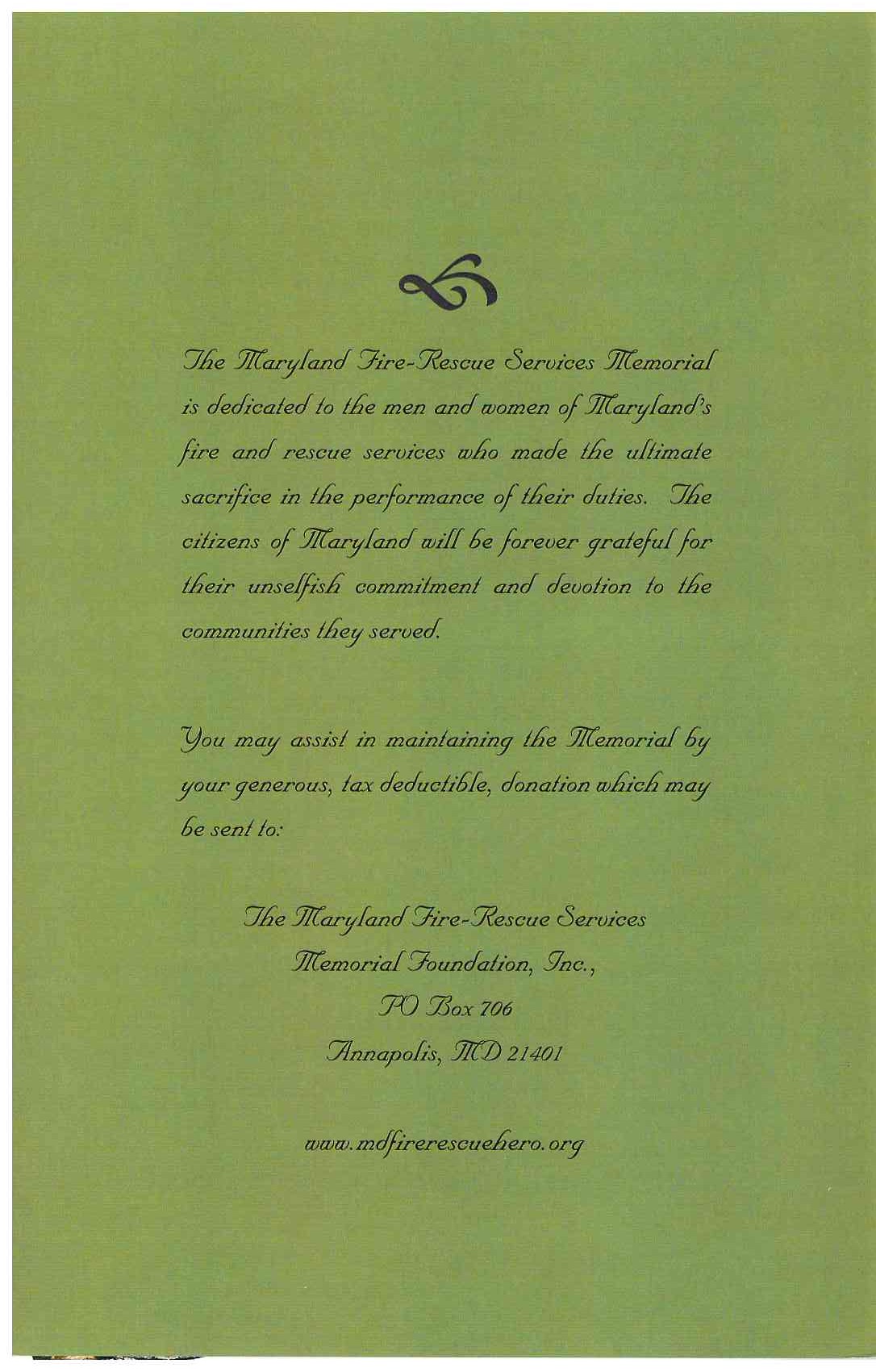 2007 June 10 Annual Memorial Service Program Back