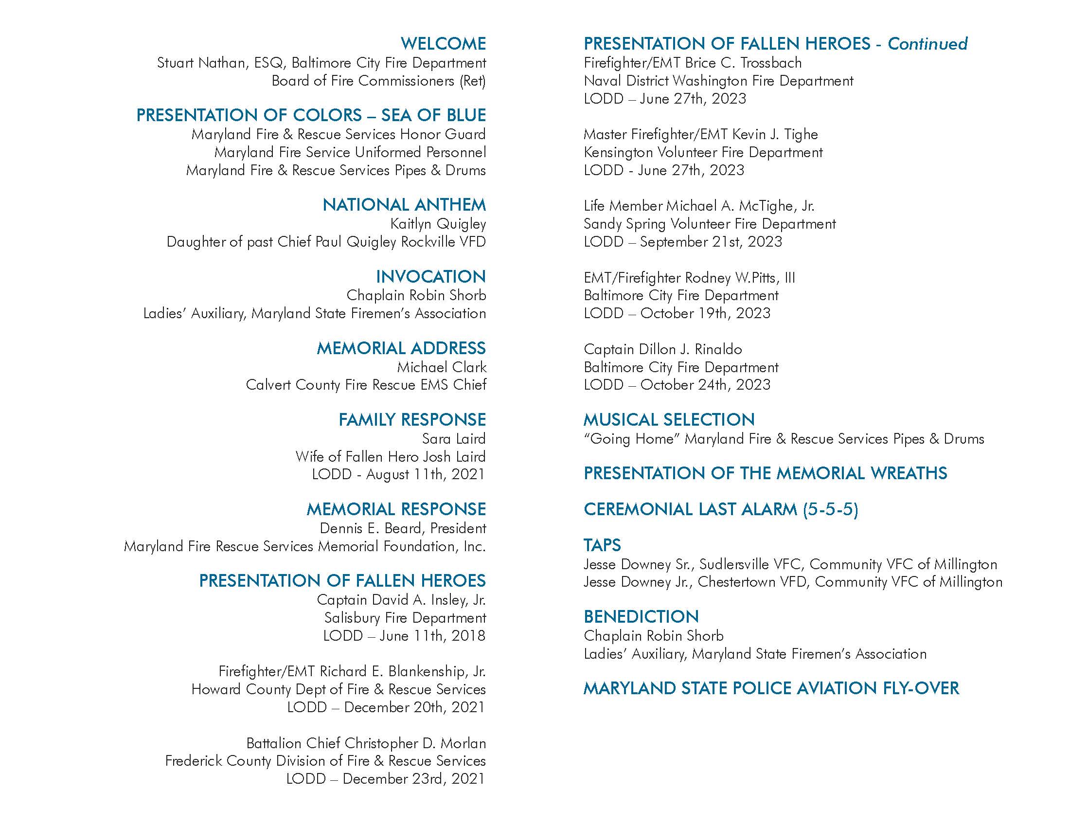 2024 Memorial Ceremony Program Page 2